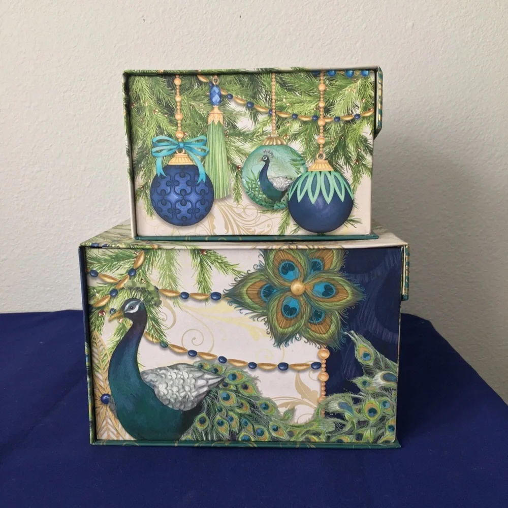 Decorative Peacock Storage Box Set